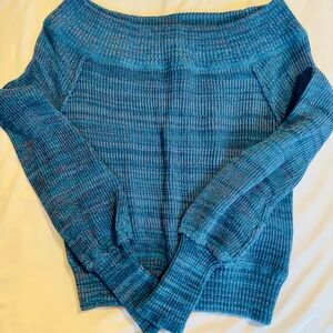 NWT Free People On/Off The Shoulder Knit Blue Sweater XS
